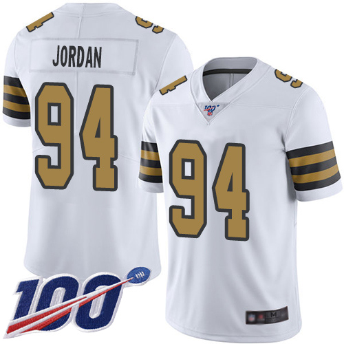 Men New Orleans Saints Limited White Cameron Jordan Jersey NFL Football #94 100th Season Rush Vapor Untouchable Jersey